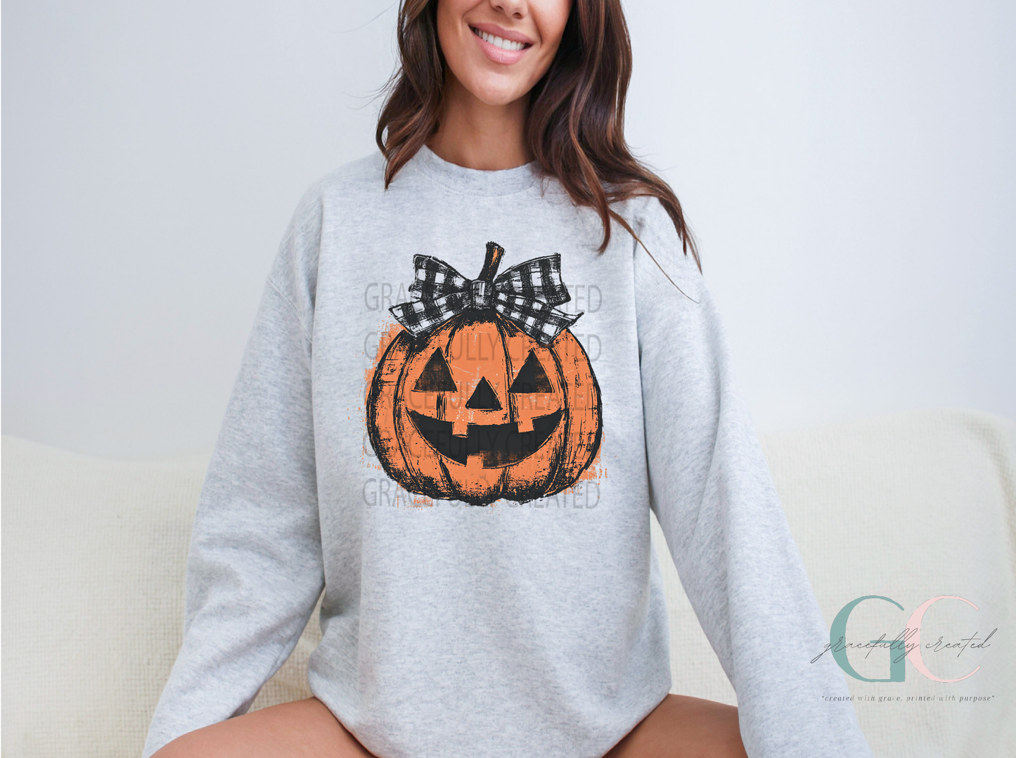 DTF18 Plaid Bow Pumpkin