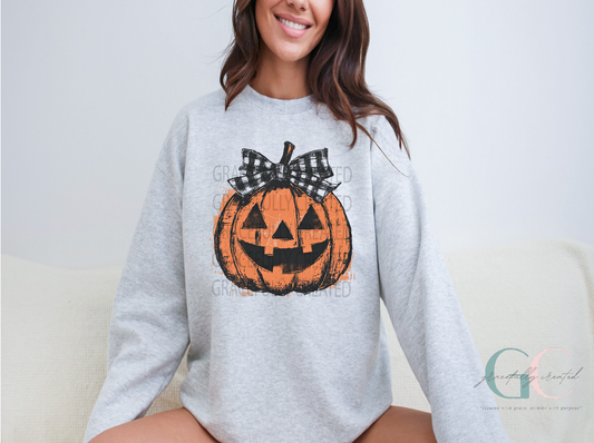 DTF18 Plaid Bow Pumpkin