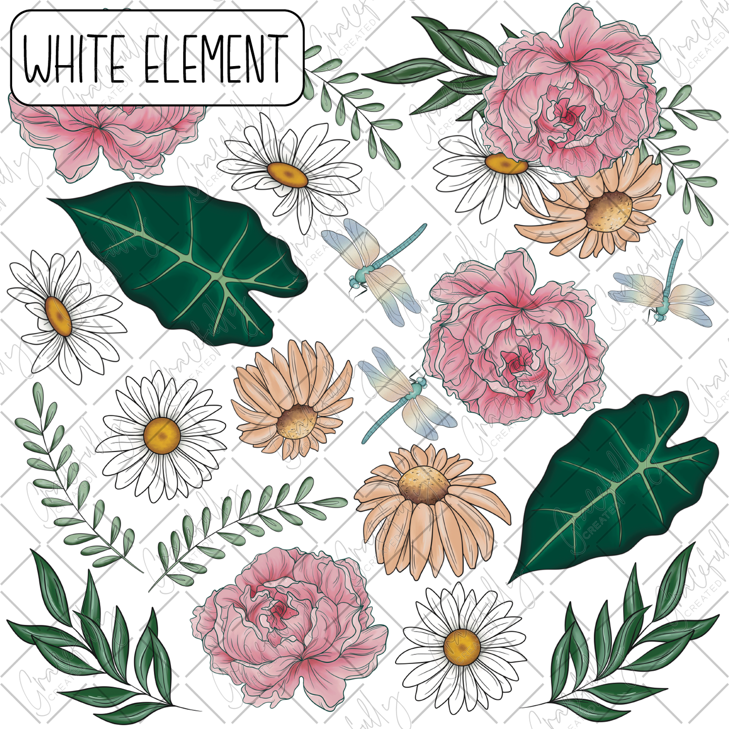 EL122 EB Dragonfly Florals