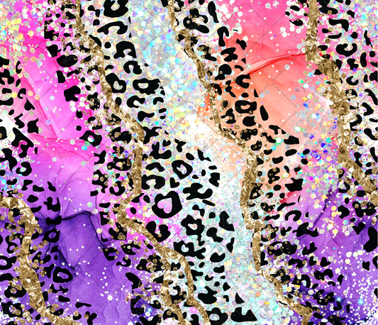 FW209 Neon Pink and Purple Gypsy Leopard Glitter