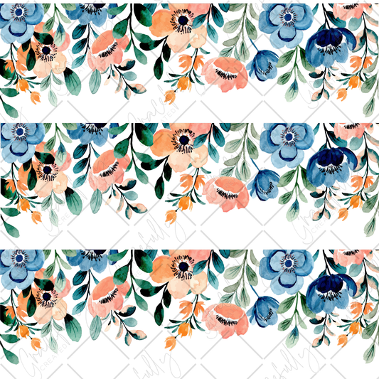 BB2 Orange and Blue Floral Border