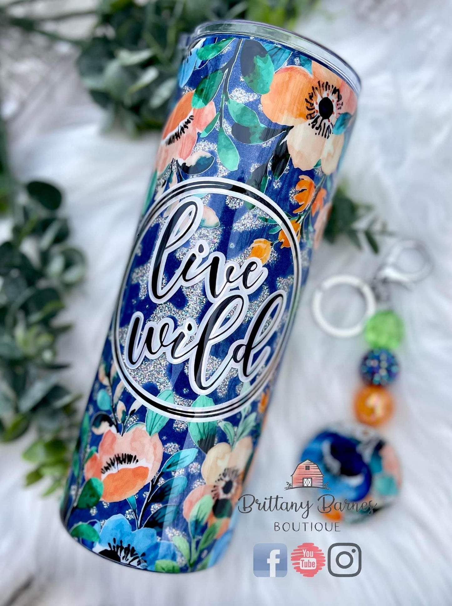 BB2 Orange and Blue Floral Border