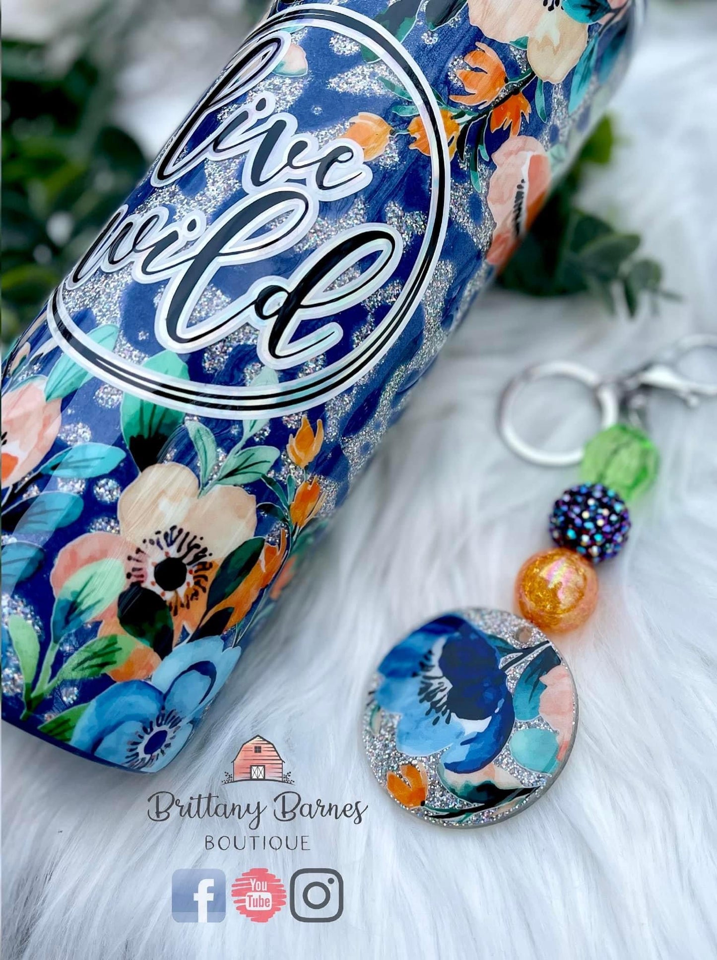 BB2 Orange and Blue Floral Border