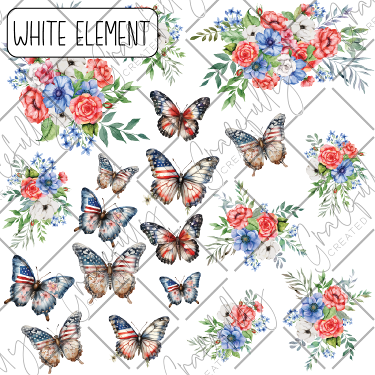 BB32 Patriotic Butterfly Florals