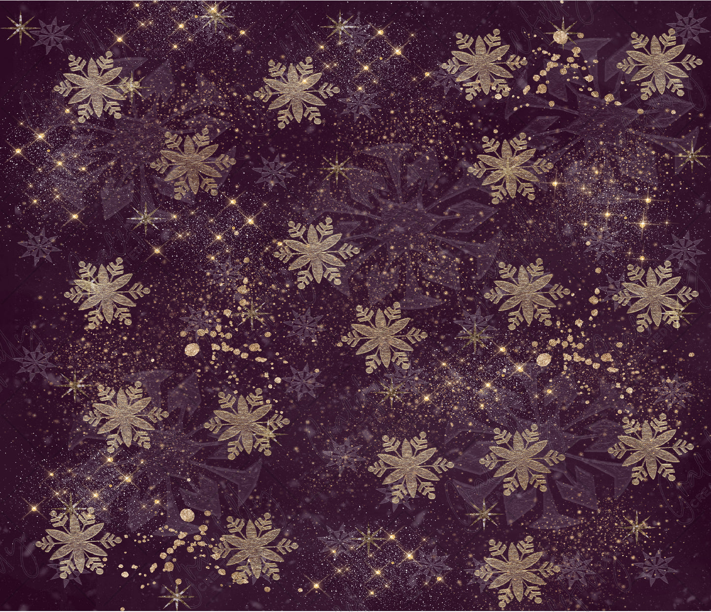 FW162 Purple Gold Snowflakes