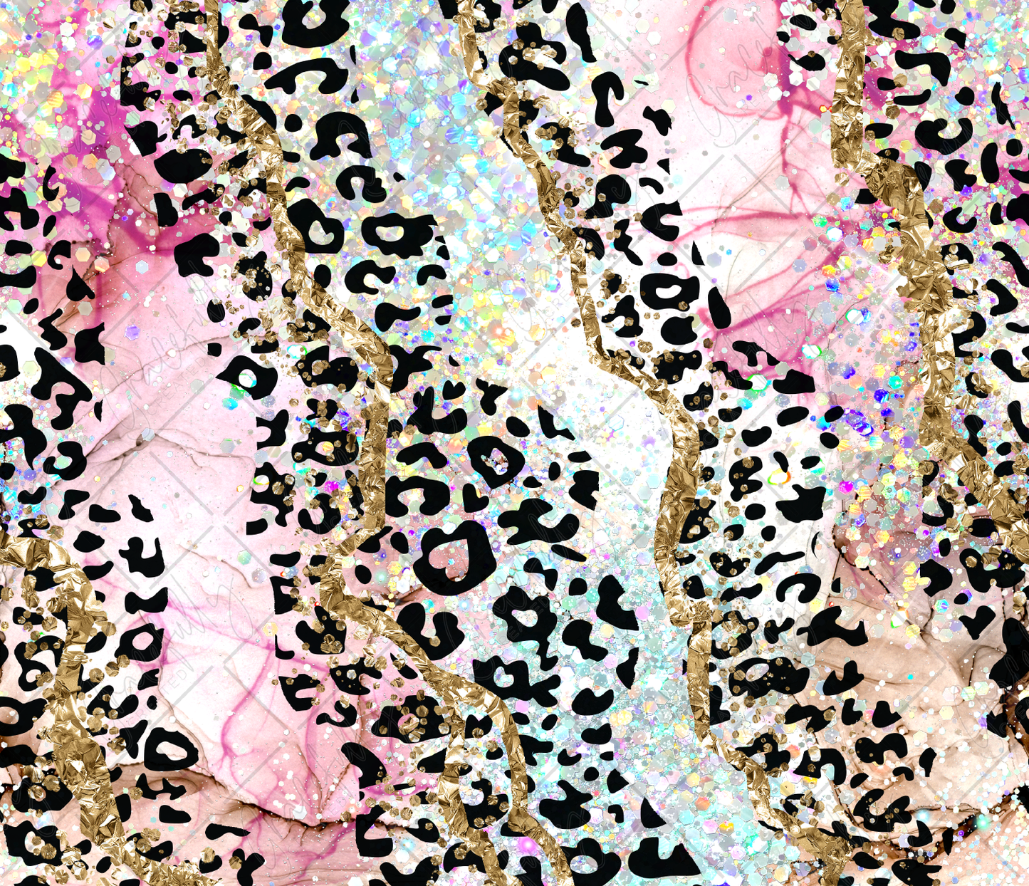 FW208 Pastel Pink Gypsy Leopard Glitter