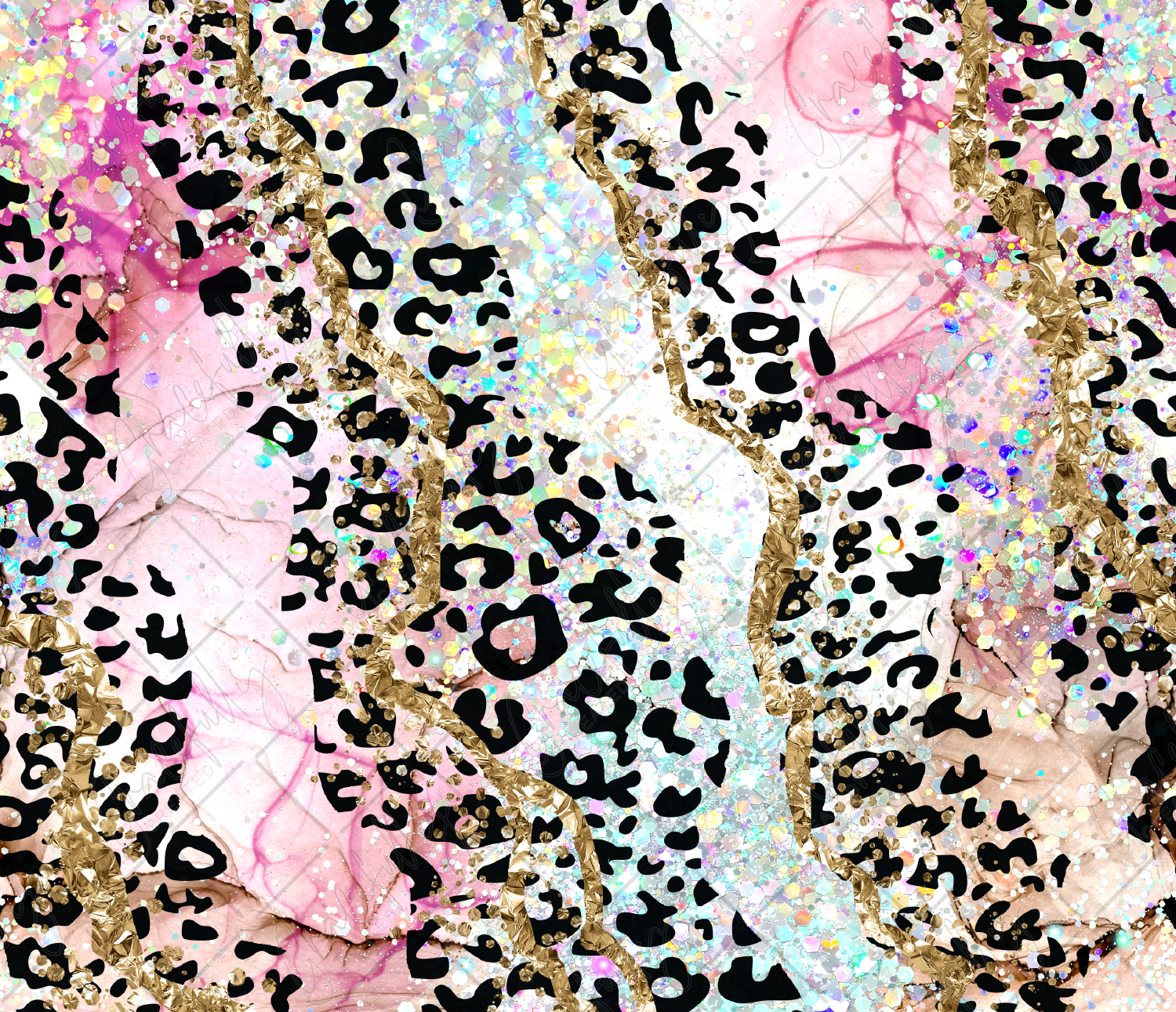 Glitter Leopard Fabric, Wallpaper and Home Decor