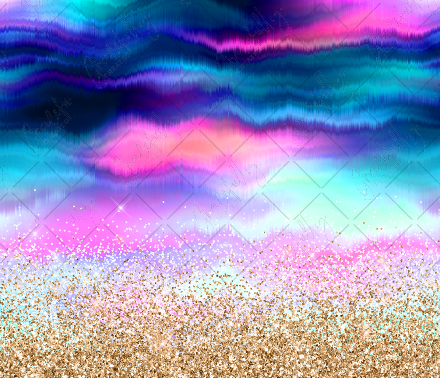FW210 Abstract Neon Beach Sunset with Glitter