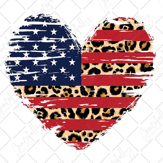P38 Flag Leopard Heart