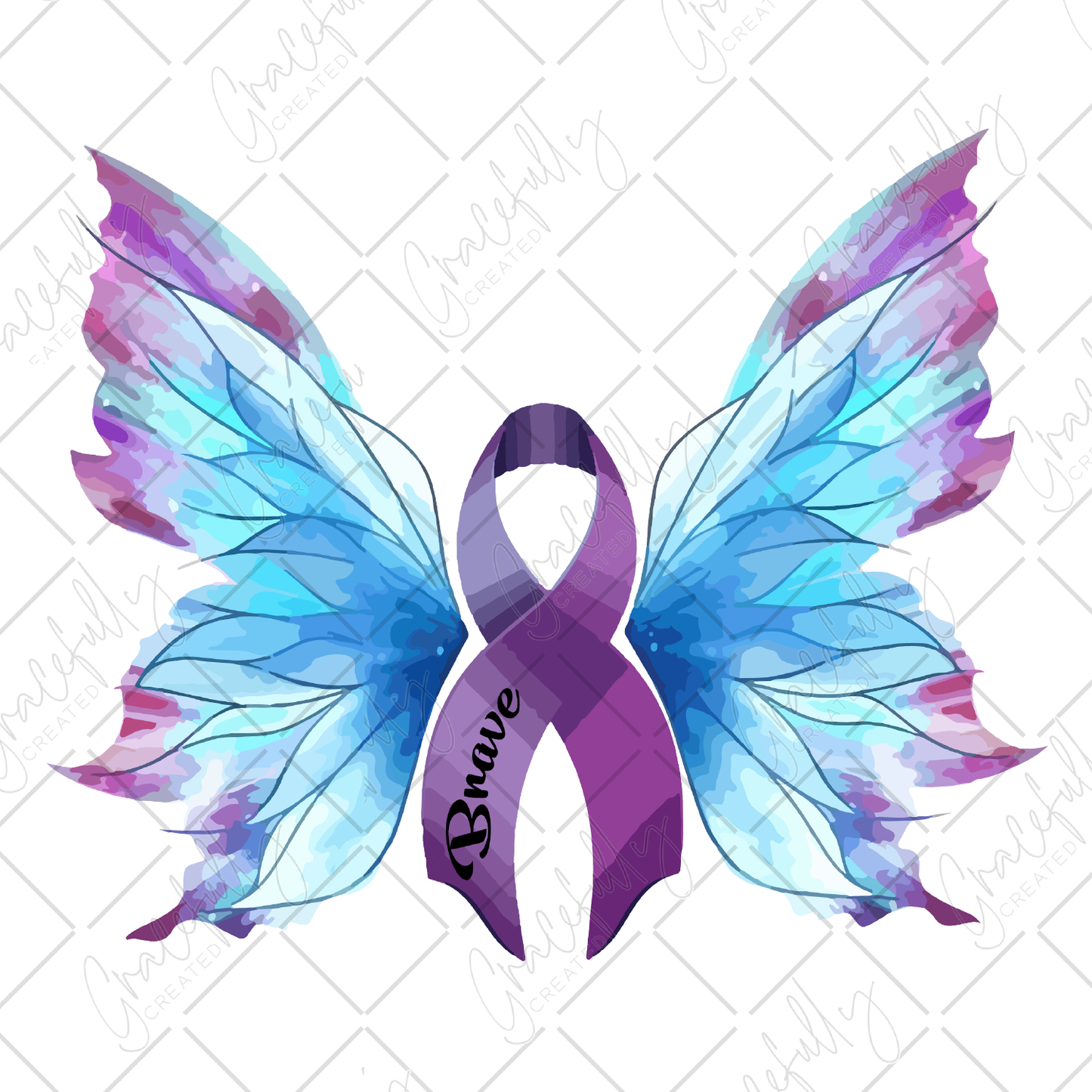 AW6 Purple Ribbon Wings Brave