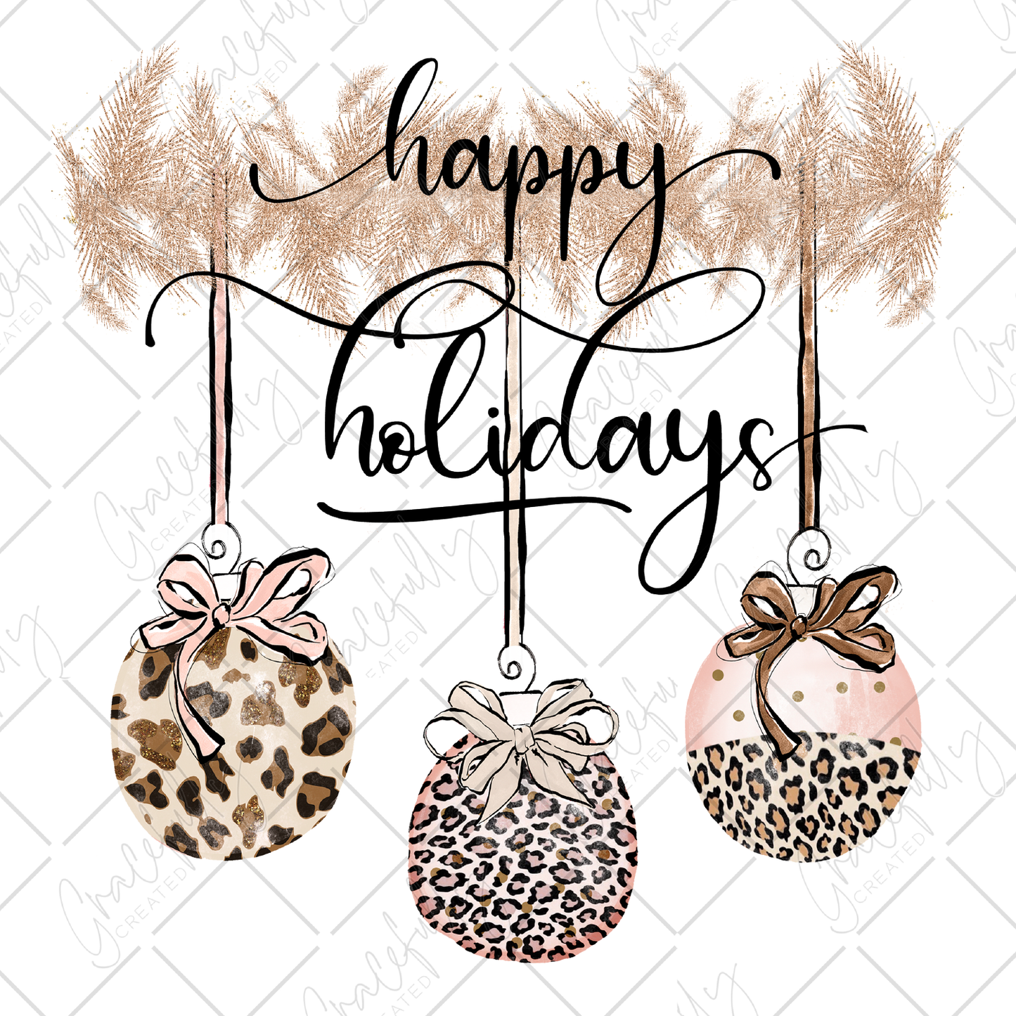CH75 Happy Holidays Leopard Ornaments