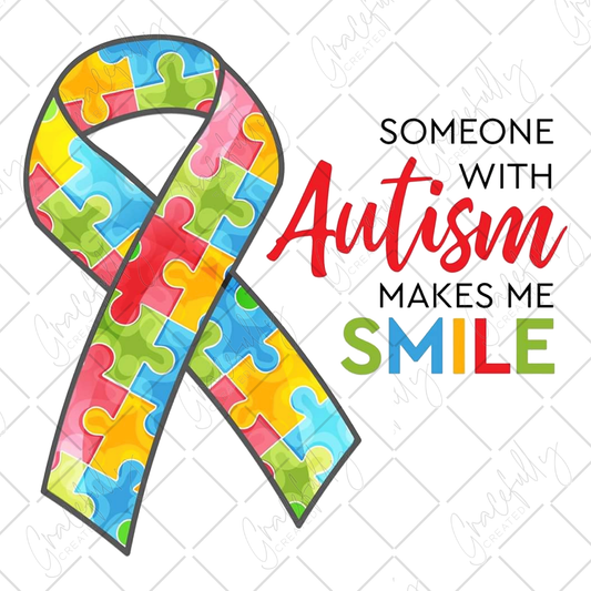 AW7 Puzzle Ribbon Someone With Autism Makes Me Smile