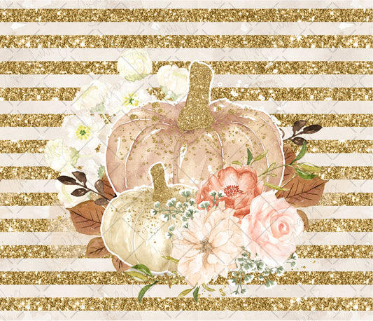 FW86 Gold Stripe Floral Pumpkin