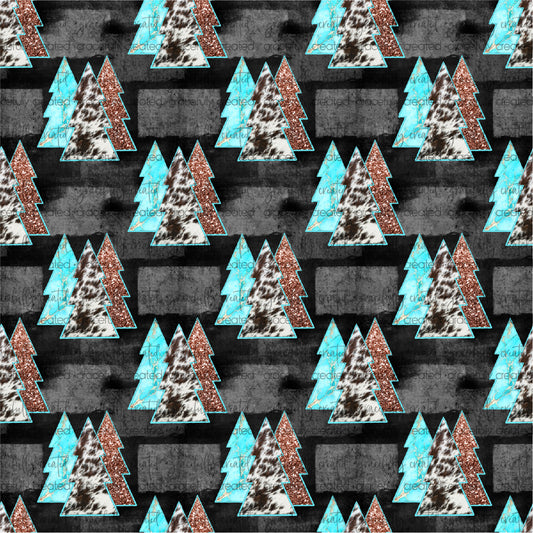 CPV32 Teal, Cow, & Glitter Christmas Trees