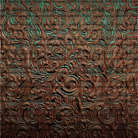 PV24 Teal Tooled Leather